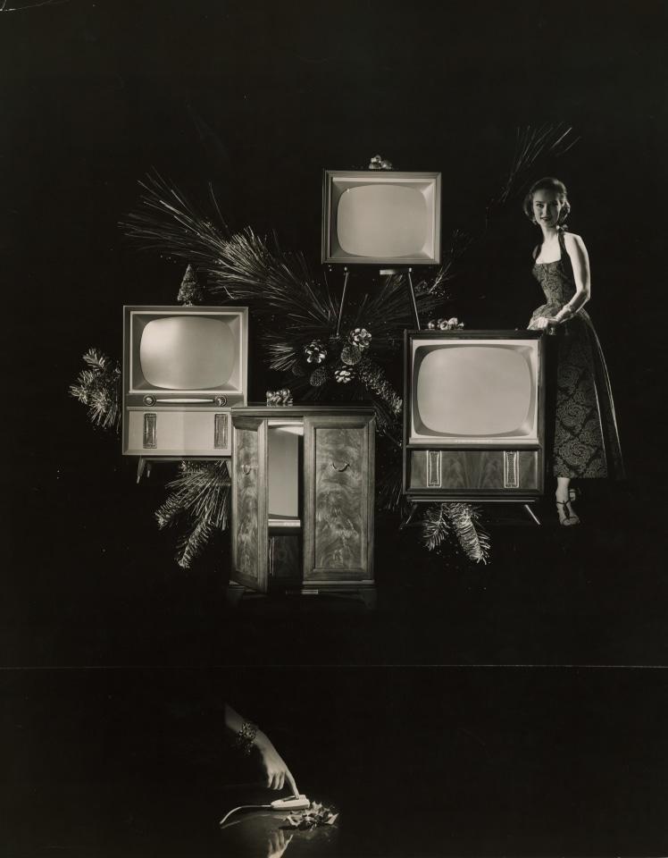 25. Photographer Unknown, Advertising Photograph for Mid-Century Television Sets, c. 1950, Gelatin Silver Print, 18&rdquo; x 14&rdquo;