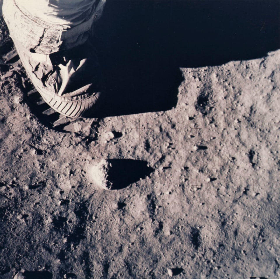 7. NASA, Buzz Aldrin&#039;s boot and footprint in lunar soil&nbsp;(Aug. 8, 1969 Issue, p. 21), 1969