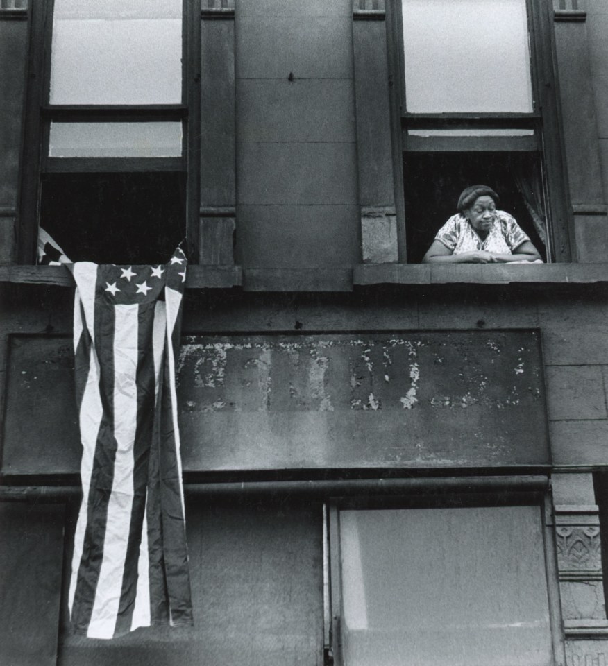 41. Beuford Smith (American, b. 1941),&nbsp;Flag Day, Harlem, 1976, Vintage Gelatin Silver Print, 7.75&rdquo; x 7.25&rdquo;