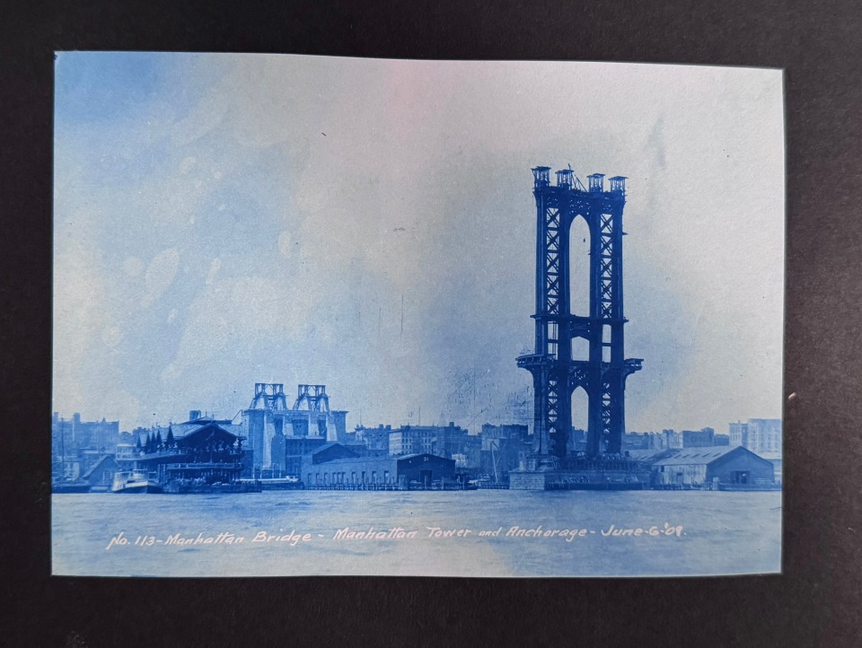 MANHATTAN BRIDGE CYANOTYPE ALBUM W.R. BASCOME, CIVIL ENGINEER 1908