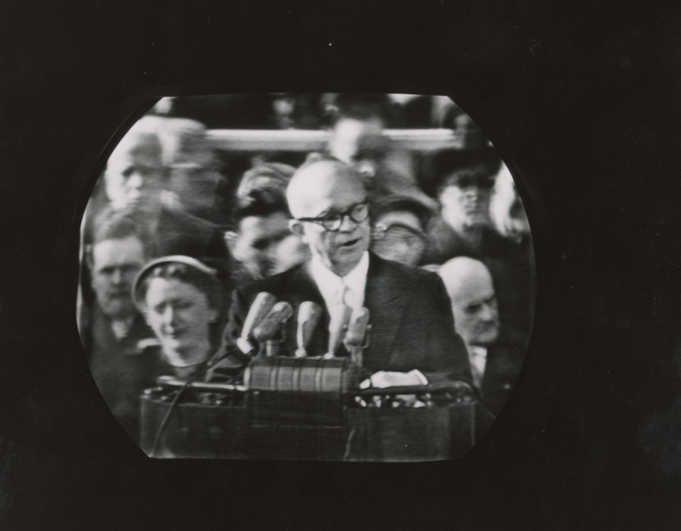 28. Photographer Unknown, Inauguration of Dwight D. Eisenhower - 2nd Televised Presidential Inauguration, 1953, Gelatin Silver Print, 7&rdquo; x 9&rdquo;