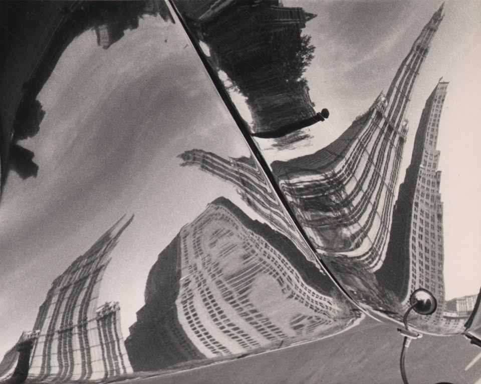 33. Fritz Neugass, Untitled, ​c. 1948. Distorted reflection of skyscrapers.