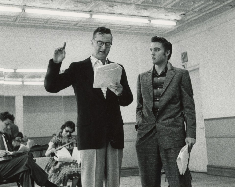 43. Alfred Wertheimer (American, 1929-2014), Elvis Presley rehearses with Steve Allen for Allen&#039;s TV show at The Warwick Hotel, New York, 1956, Gelatin Silver Print, 8&rdquo; x 10&rdquo;