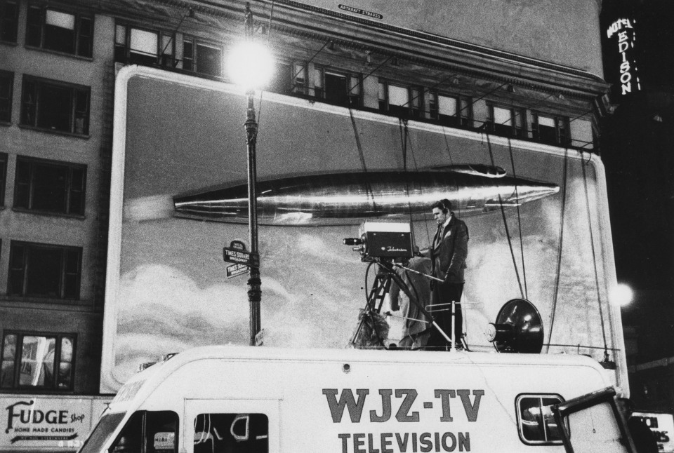 33. Marvin E. Newman (American, 1927 &ndash; 2023), Dwight D. Eisenhower Election Broadcast, Times Square, NY, 1952, Gelatin Silver Print, 9&rdquo; x 13.5&rdquo;