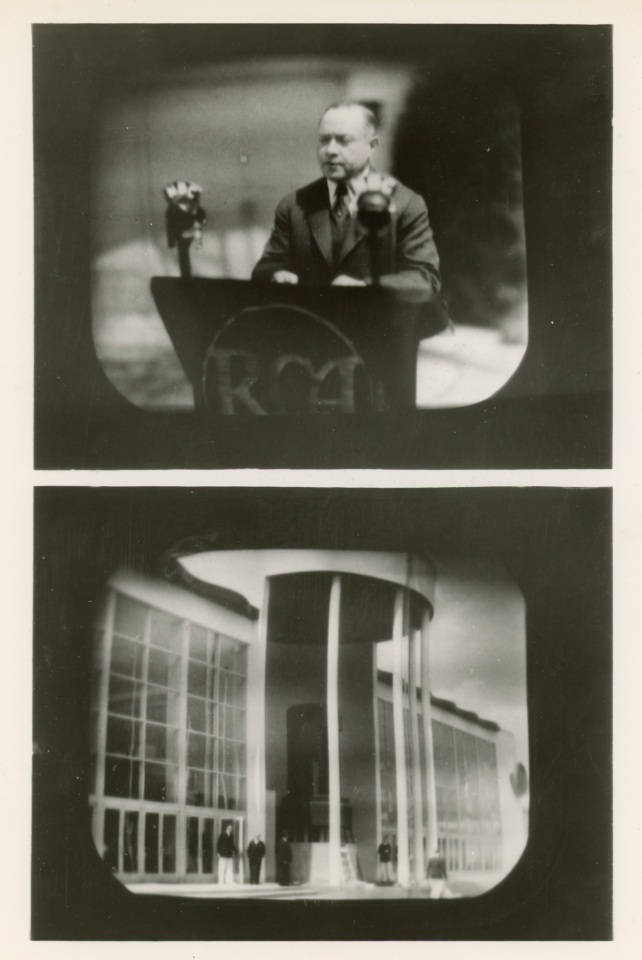 9. NBC Photo, During the 1939 New York&nbsp;World&rsquo;s Fair David Sarnoff,&nbsp;president of RCA, unveiled the&nbsp;first commercial publicly&nbsp;accessible television broadcast.&nbsp;In Flushing NY, he proclaimed &ldquo;Now we add sight to sound&rdquo;.&nbsp;NBC&rsquo;s telecast of the dedication&nbsp;ceremonies of the RCA Building&nbsp;at the World&rsquo;s Fair, showing a&nbsp;view of the building itself New York, c. 1939, Gelatin Silver Print, 10&rdquo; x 8&rdquo;