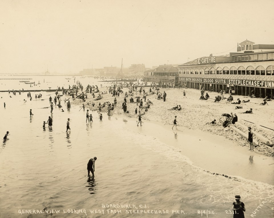 21. Edward Rutter (American, 1883-1964),&nbsp;Boardwalk, Coney Island - General View Looking West from Steeplechase Pier, 1922, Vintage Gelatin Silver Print, 7.75&rdquo; x 9.5&rdquo;