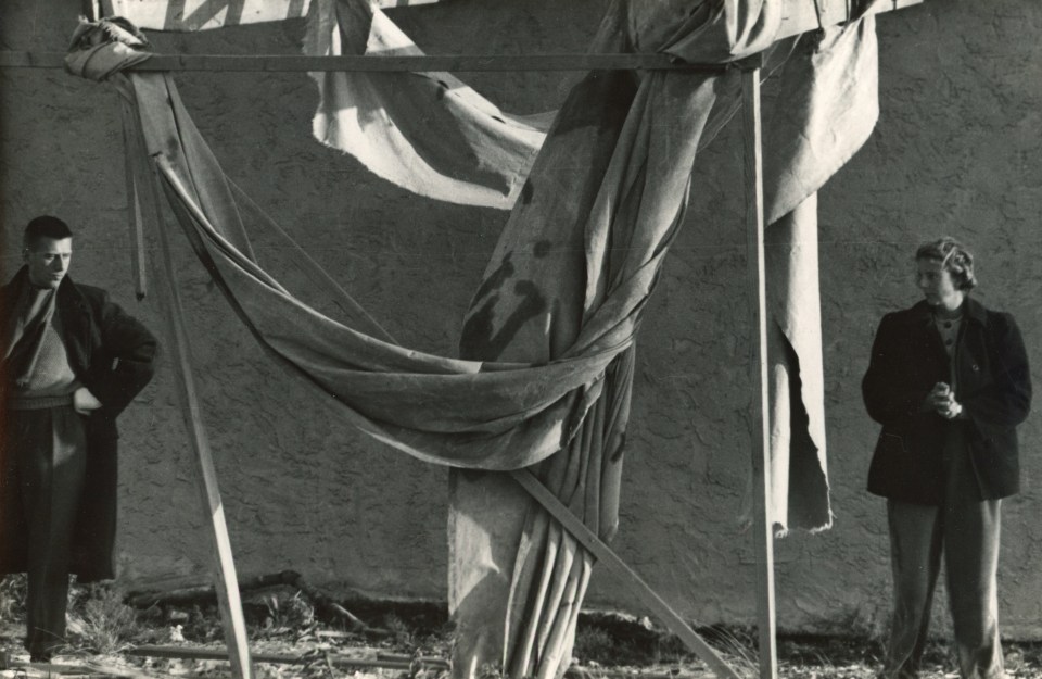18. PaJaMa&nbsp;(Jared French),&nbsp;Paul Cadmus and Margaret French, Wrecked House After Hurricane, c. 1944, Vintage Gelatin Silver Print, 6.25&rdquo; x 9.25&rdquo;