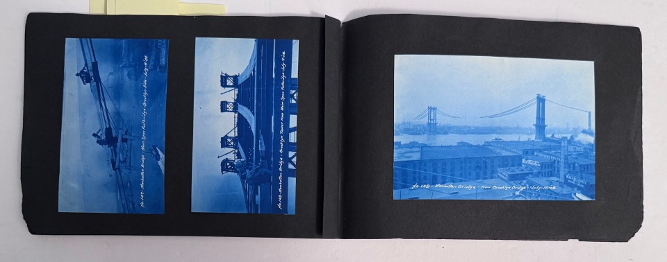 MANHATTAN BRIDGE CYANOTYPE ALBUM W.R. BASCOME, CIVIL ENGINEER 1908