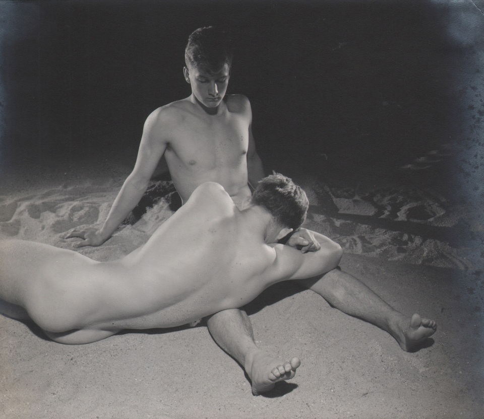 George Platt Lynes, Charles &quot;Tex&quot; Smutney &amp; Charles &quot;Buddy&quot; Stanley, 1941. Two nude male figures. One is seated, the other is laying with his head in the other's lap.