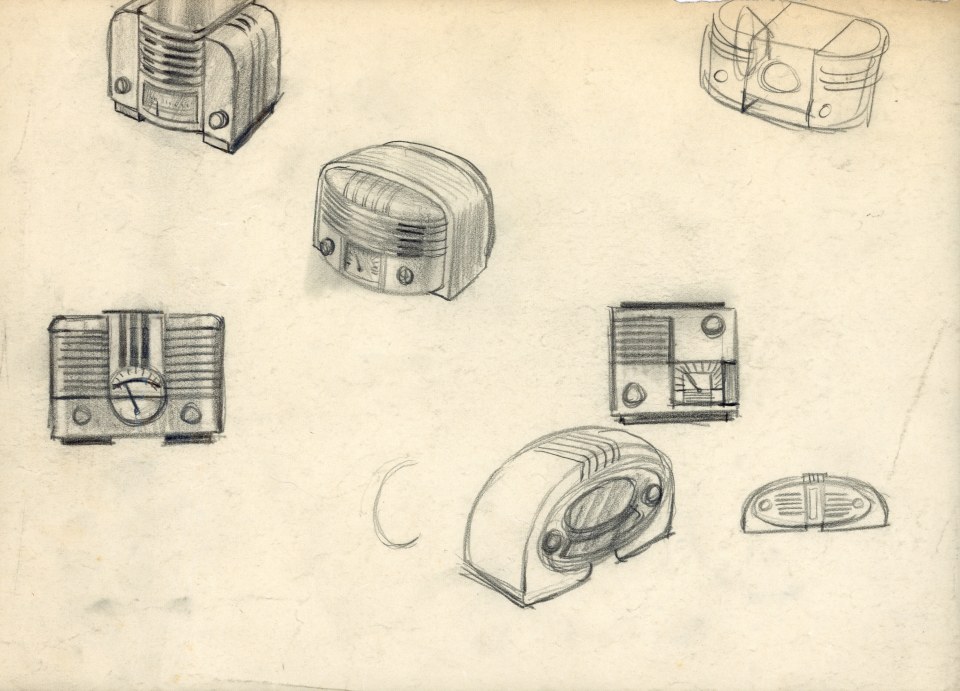 JOHN VASSOS INDUSTRIAL DESIGN SKETCHES OF ART DECO RADIOS &amp; TELEVISIONS