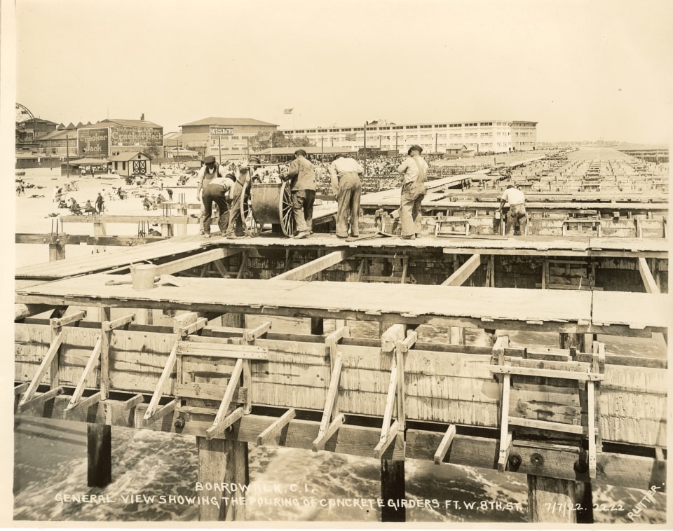 EDWARD RUTTER PHOTOS OF CONSTRUCTION OF CONEY ISLAND BOARDWALK 1921-1922