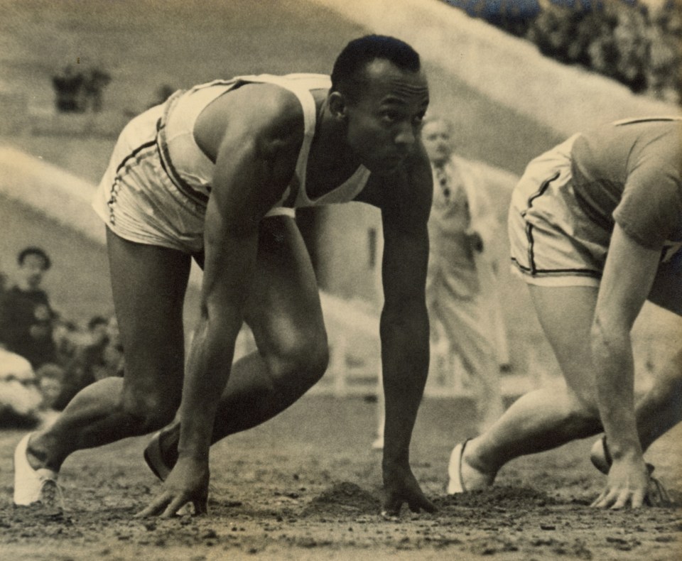 11. Leni Riefenstahl (German, 1902-2003), 12 - Owens starting the 100m race (The world&rsquo;s fastest man), 1936, Vintage Gelatin Silver Print, 9&rdquo; x 11&rdquo;
