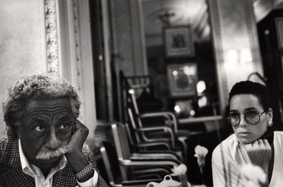 31. Eli Reed, (American, 1946),&nbsp;Photographer Gordon Parks with his daughter, London, England, 1994, Gelatin Silver Print, 9&rdquo; x 12.75&rdquo;