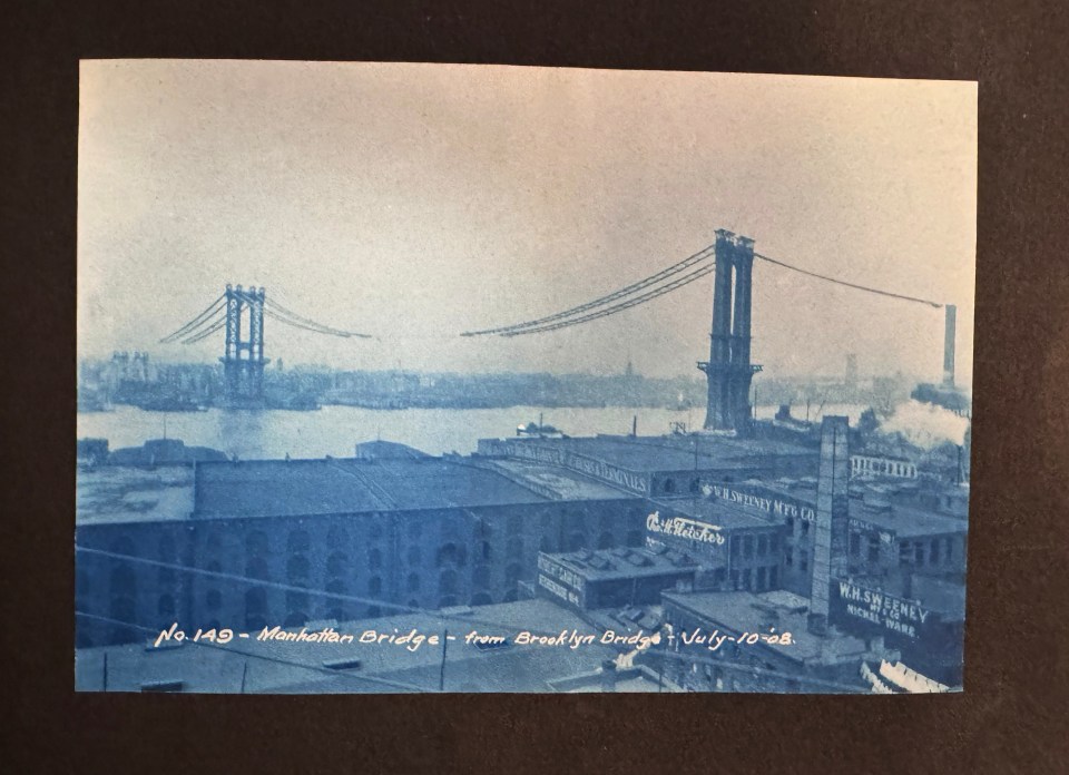 MANHATTAN BRIDGE CYANOTYPE ALBUM W.R. BASCOME, CIVIL ENGINEER 1908