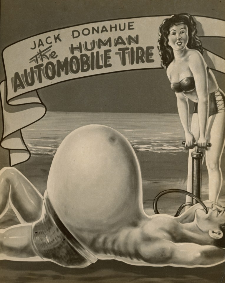 36. Fritz W. Neugass (German, 1899-1979), Sideshow Banner - &ldquo;Jack Donahue - The Human Automobile Tire&rdquo;, c. 1940s, Vintage Gelatin Silver Print, 13.5&rdquo; x 10.5&rdquo;