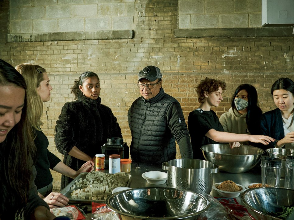 press: "rirkrit tiravanija, cooking pad thai with his students"