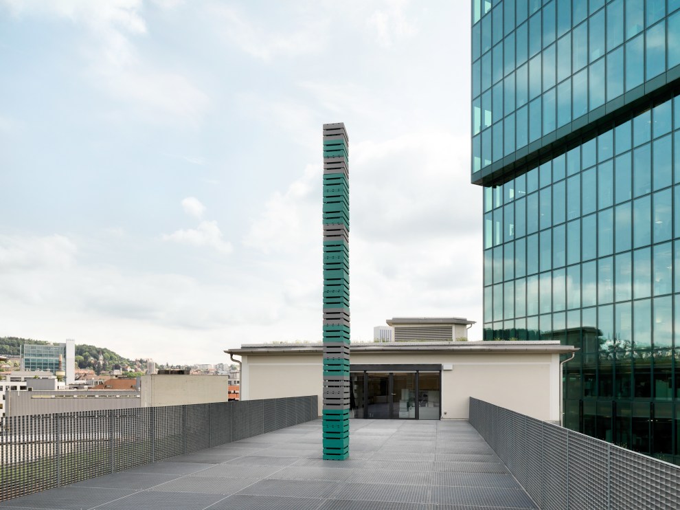 Installation view of Valentin Carron outdoor sculpture