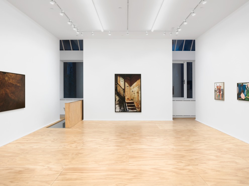 Installation view of Lucas Blalock photography and sculpture exhibition