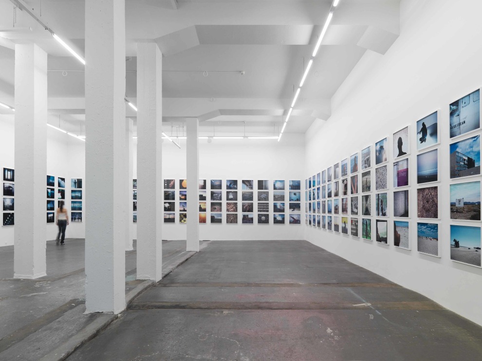 Installation view of Doug Aitken sculpture and photography exhibition