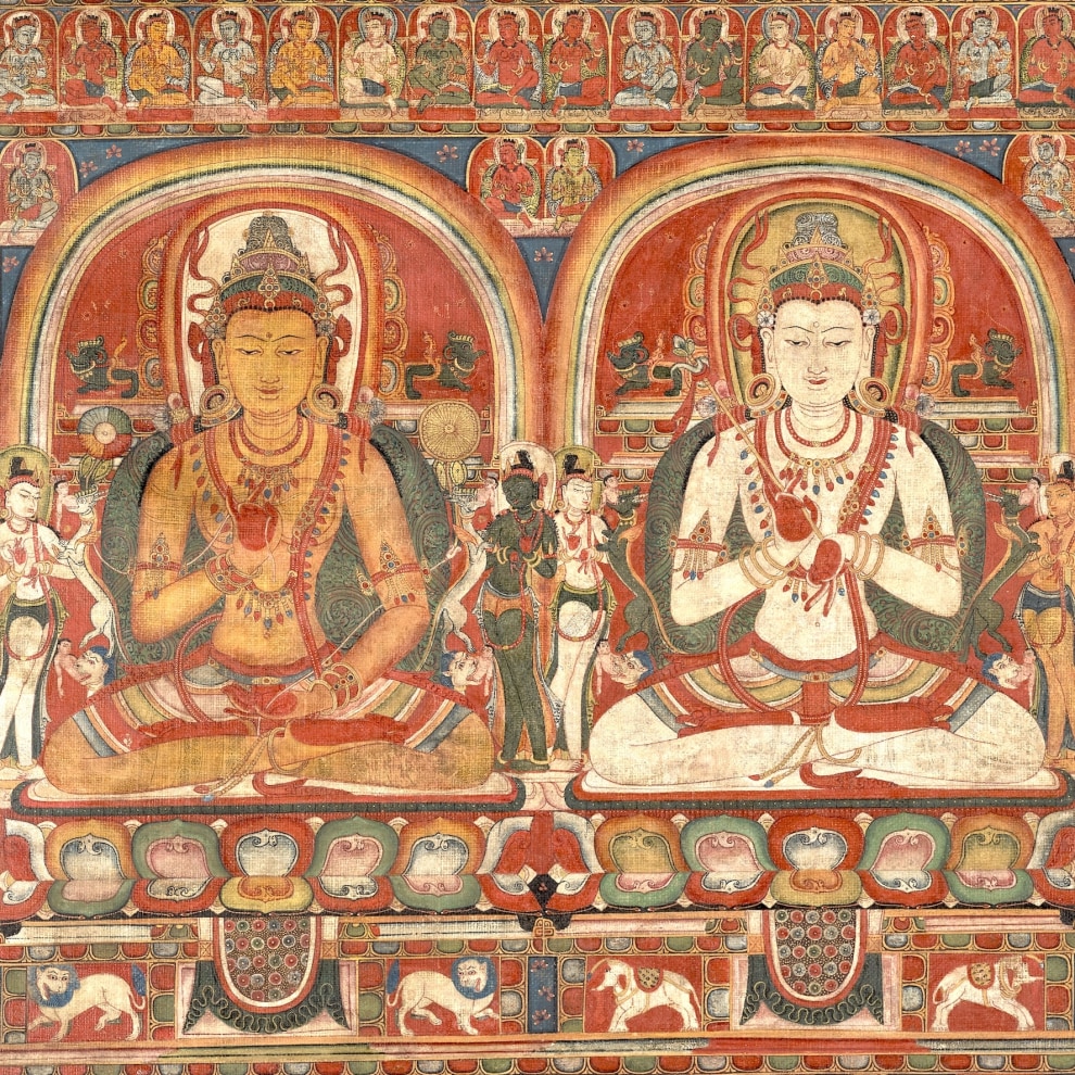 Bon thangka of two seated deities