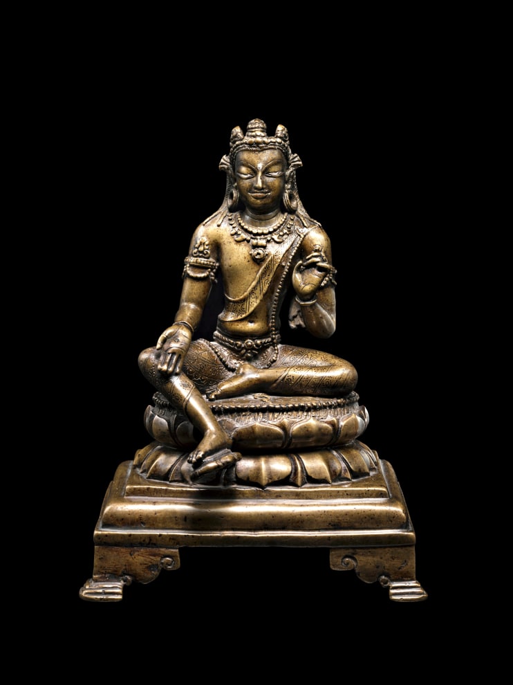 Siddhaikavira is a white form of the bodhisattva Manjushri, the Buddhist deity of wisdom, intelligence, and enlightenment