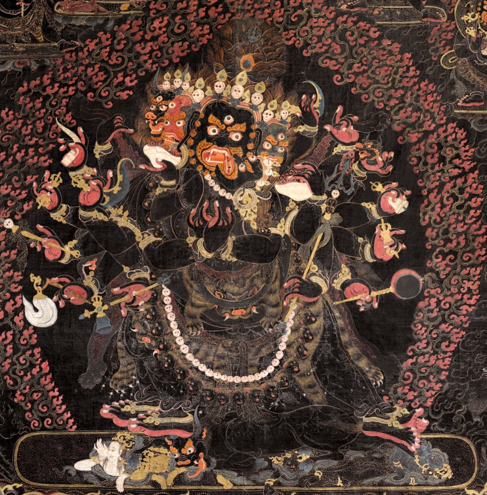 Detail of Tibetan painting Mahakala