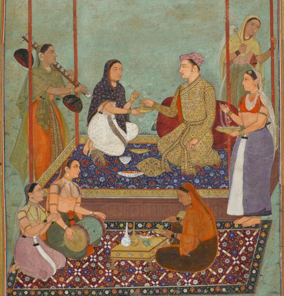 A Prince, perhaps Sultan Parviz, with Female Companions