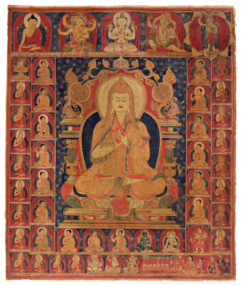 15th century Tibetan Thangka of a Buddhist Hierarch