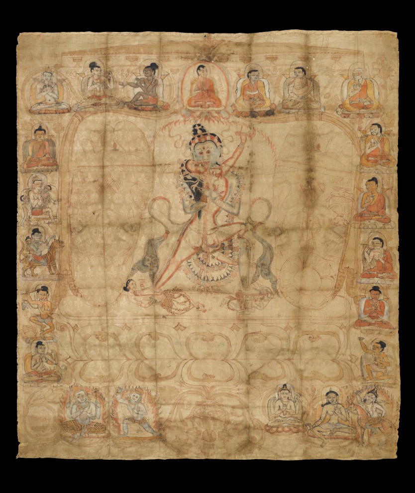 FOOTPRINT THANGKA OF DRIGUNG JIGTEN Tibet Late 12th/early 13th century